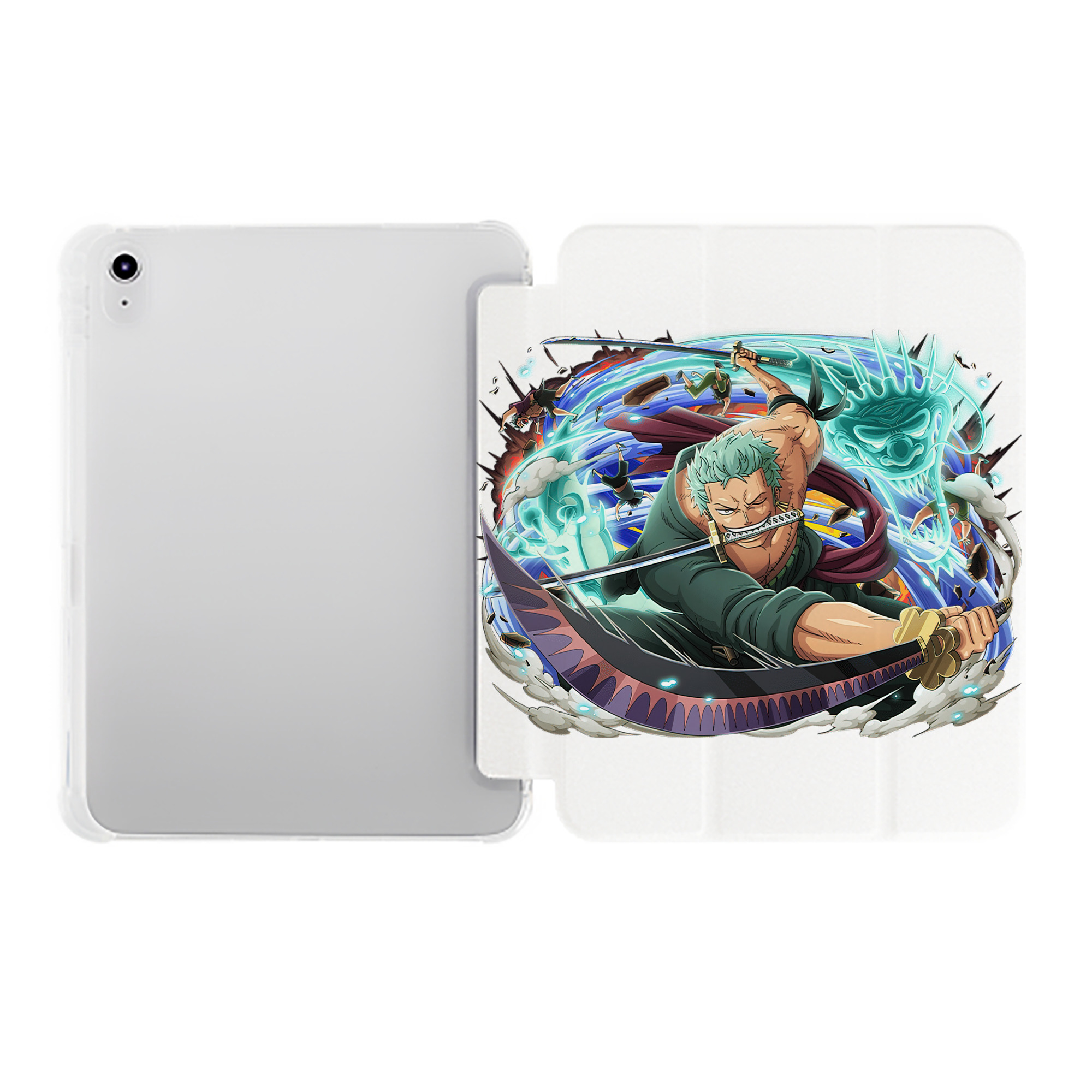 （画像用） ワンピース ロロノア・ゾロ ONE PIECE Roronoa Zoro IPad ケース ペン収納付き 三つ折りスタンド PUレザー×シリコン 対応機種9.5/10.5/10.9インチ